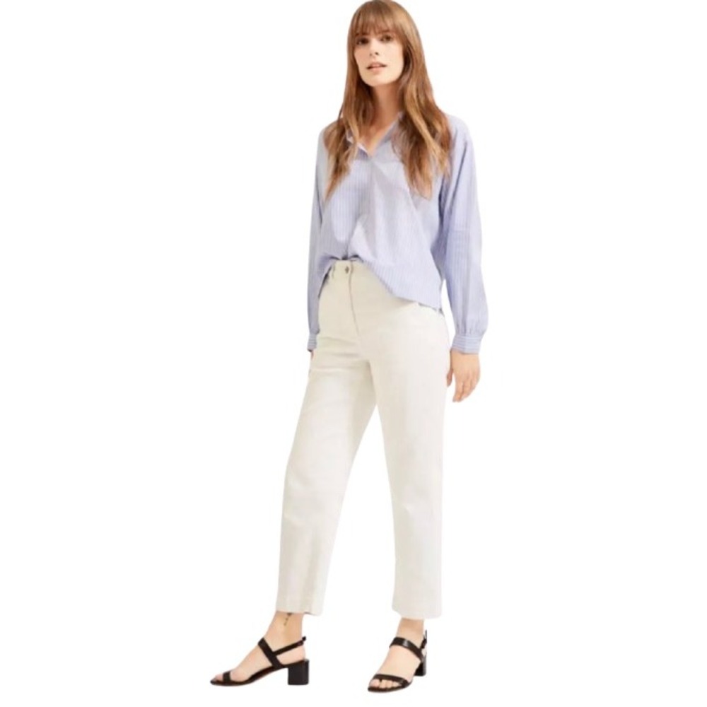 Everlane The Corduroy Straight Leg Crop Pants Bone White High Rise Size 0